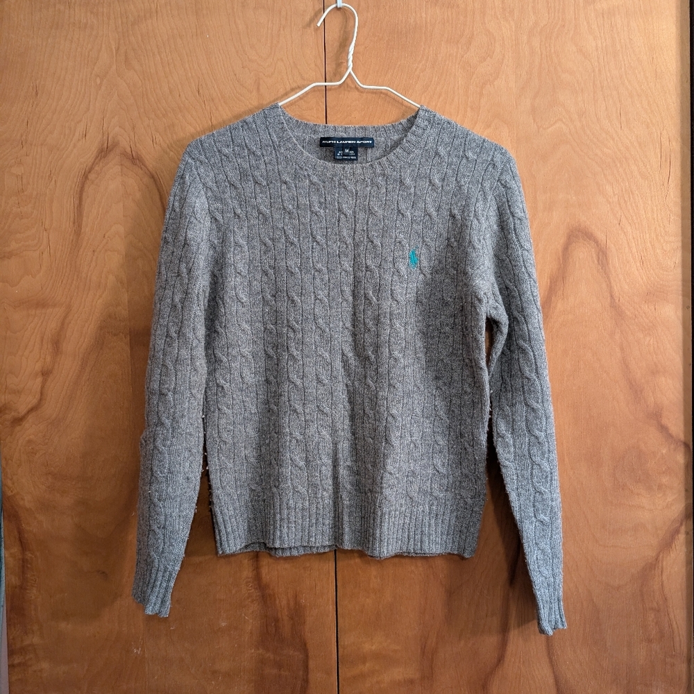 Ralph Lauren Sport Gray Cable Knit Wool Sweater
